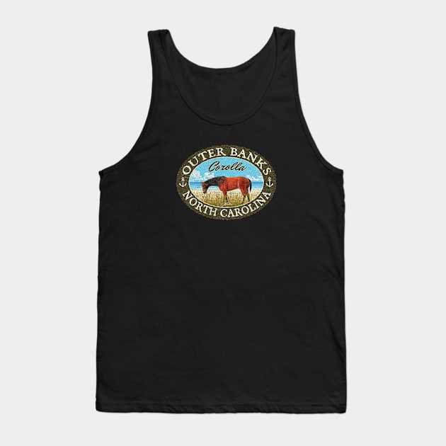 Corolla, Outer Banks, North Carolina, Wild Horse on Beach Tank Top by jcombs